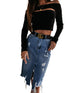 Casual Temperament Women's Collage Denim Skirt - ROUTINE FASHION